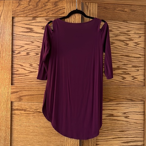 The Limited, Purple Shoulder Cut-Away, Long Top with 3/4 Sleeves, Size Small - Picture 2 of 5
